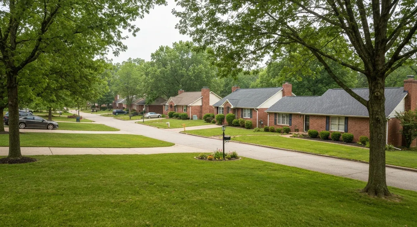 Residential neighborhood in central Kentucky within Velkan Restoration's service area